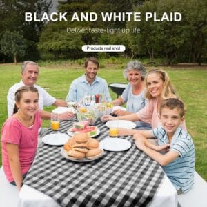 grey and white tablecloth