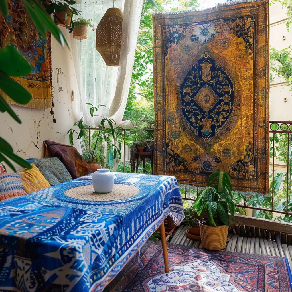 blue tablecloth