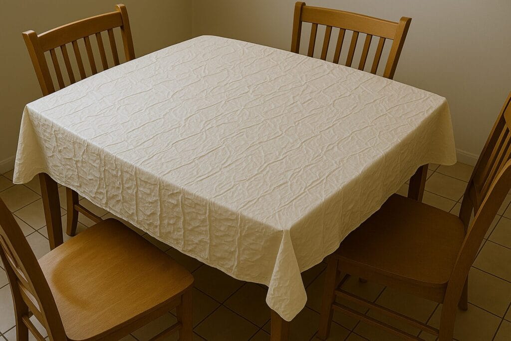 gold table cloth plastic
