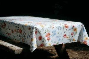 red paper table cover