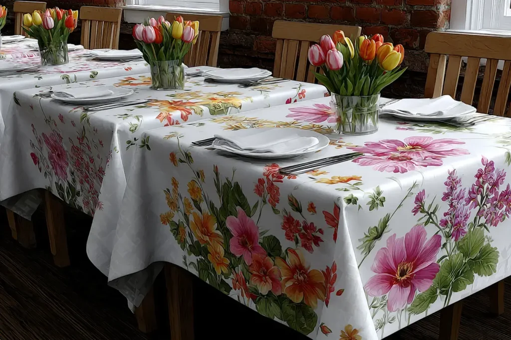 rustic tablescape white tablecloths mismatched
