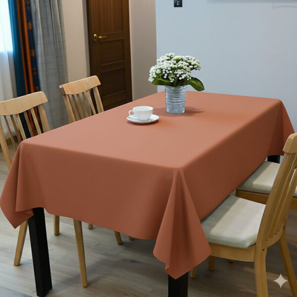 1758854208 Polyester Rectangle Tablecloth Terracotta Table Cover